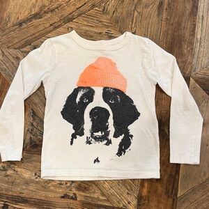 Crewcuts Cream Dog Print Shirt with Orange Accents
